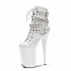 8 Inch Studded Lace-Up Platform Pole Dance Boots