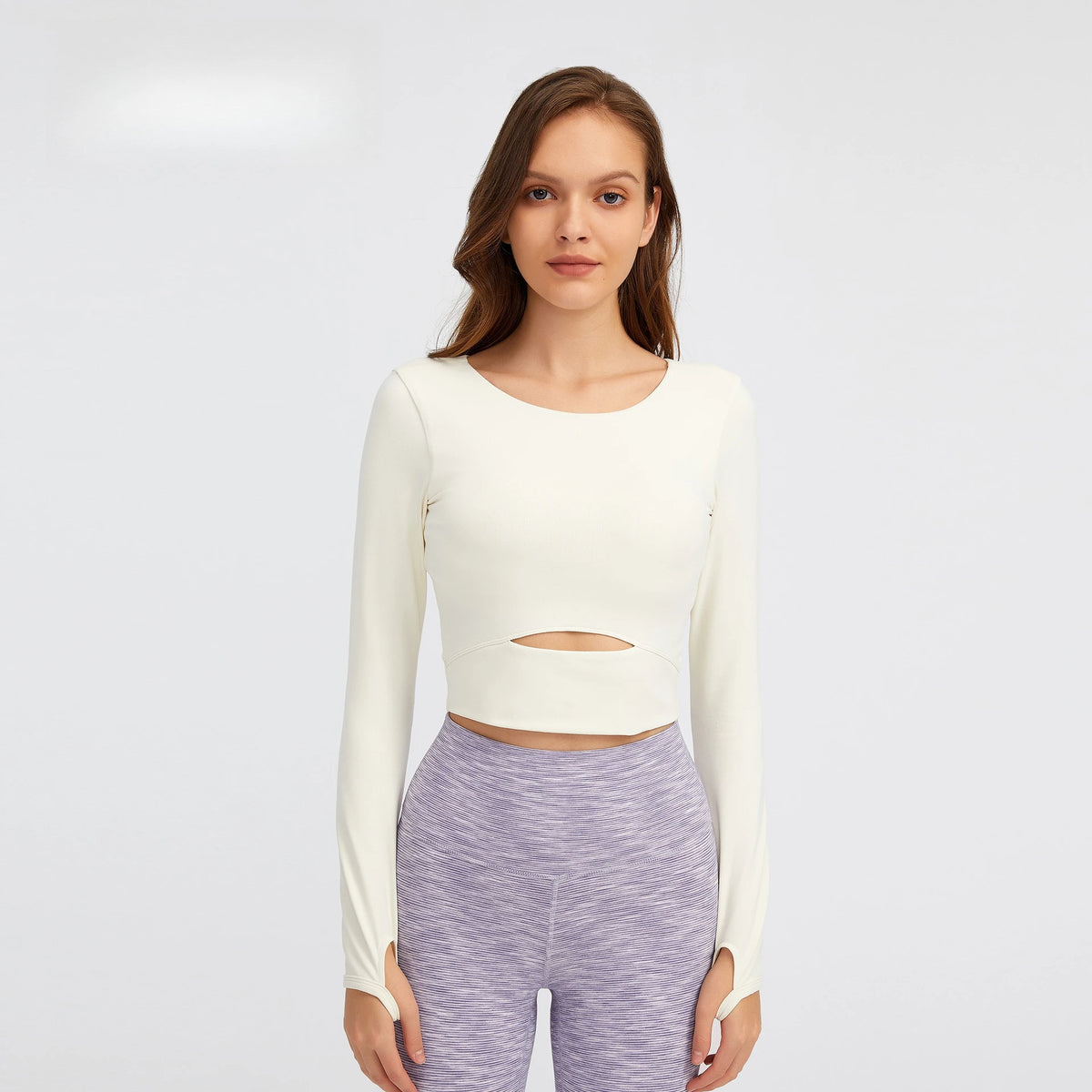 Long Sleeve Cropped Yoga Top with Thumb Holes