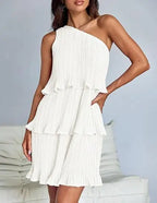 One-Shoulder Tiered Ruffle Mini Dress