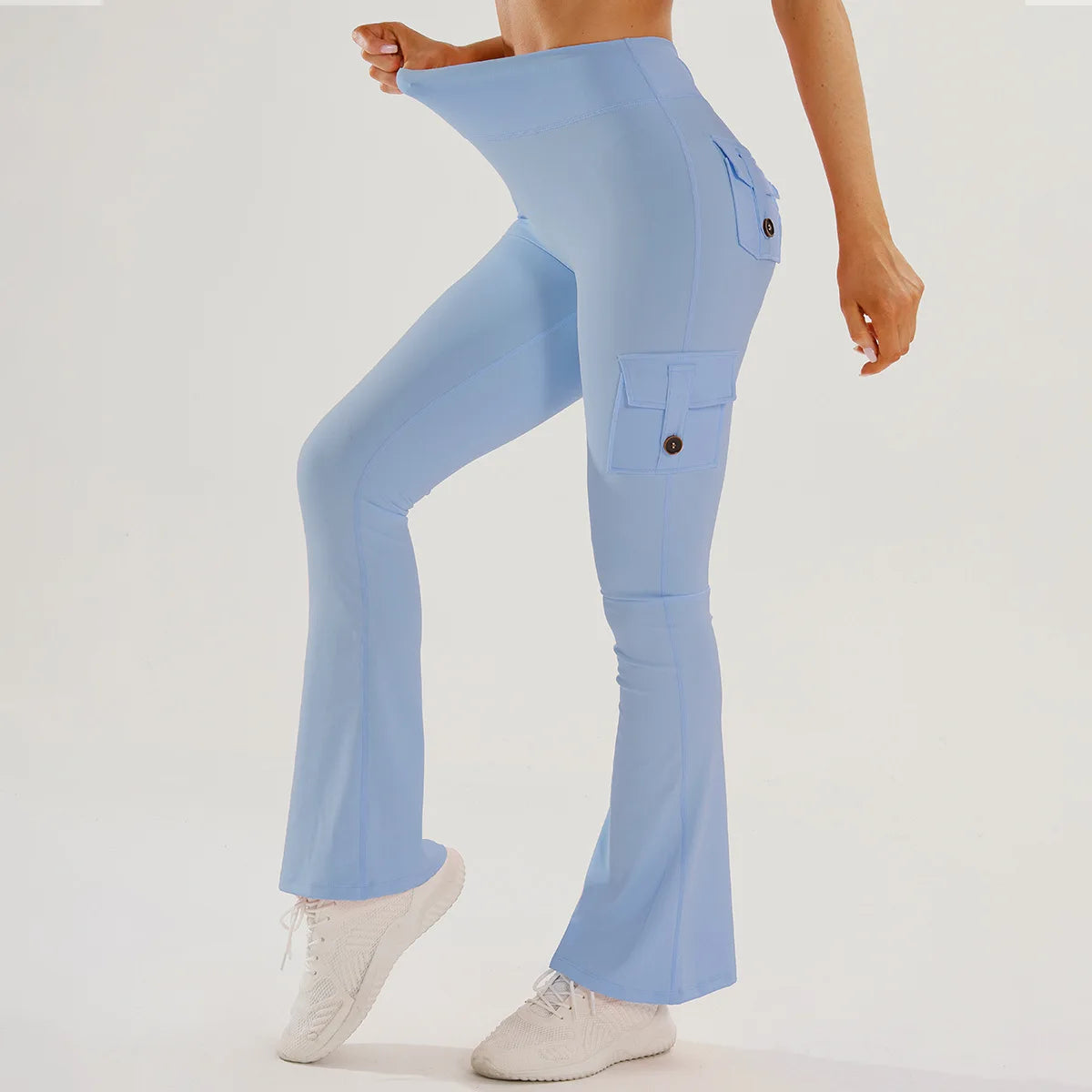 Women's High-Waist Flared Yoga Pants with Pockets