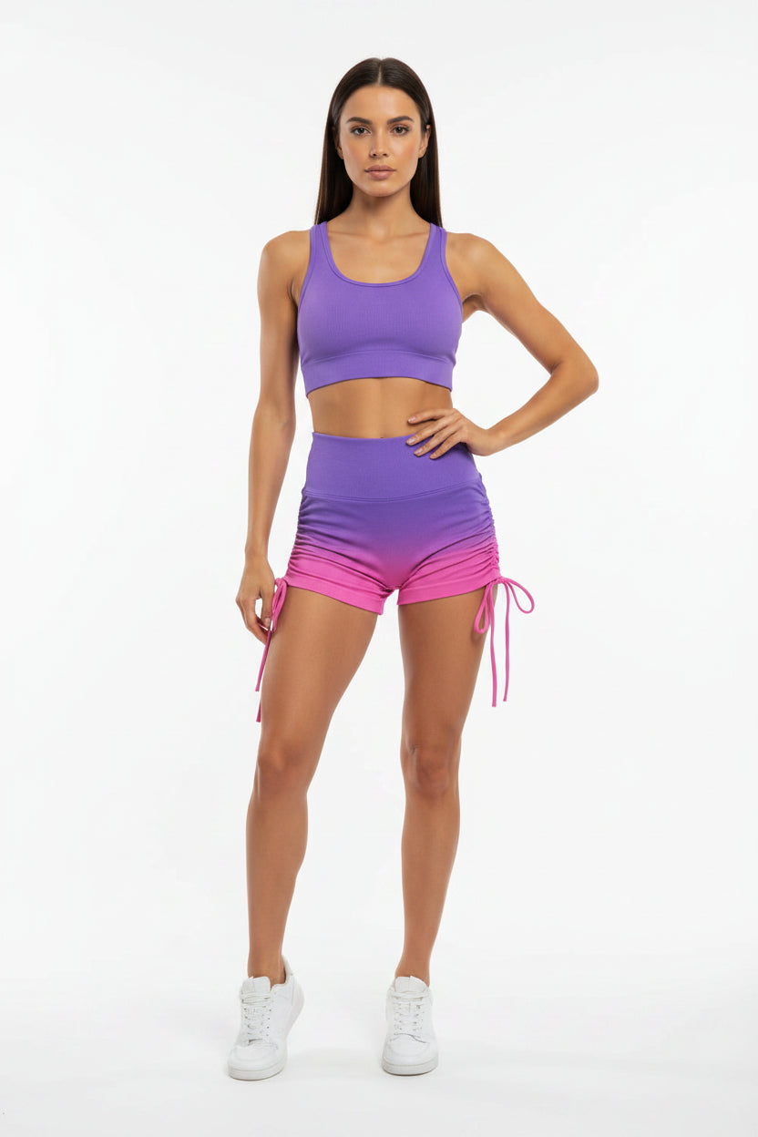 Gradient Scrunch Drawstring Shorts