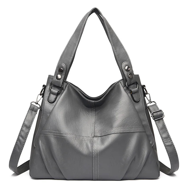 Vegan Leather Women's Shoulder Bag – Vintage Fashion Handbag with Large Capacity