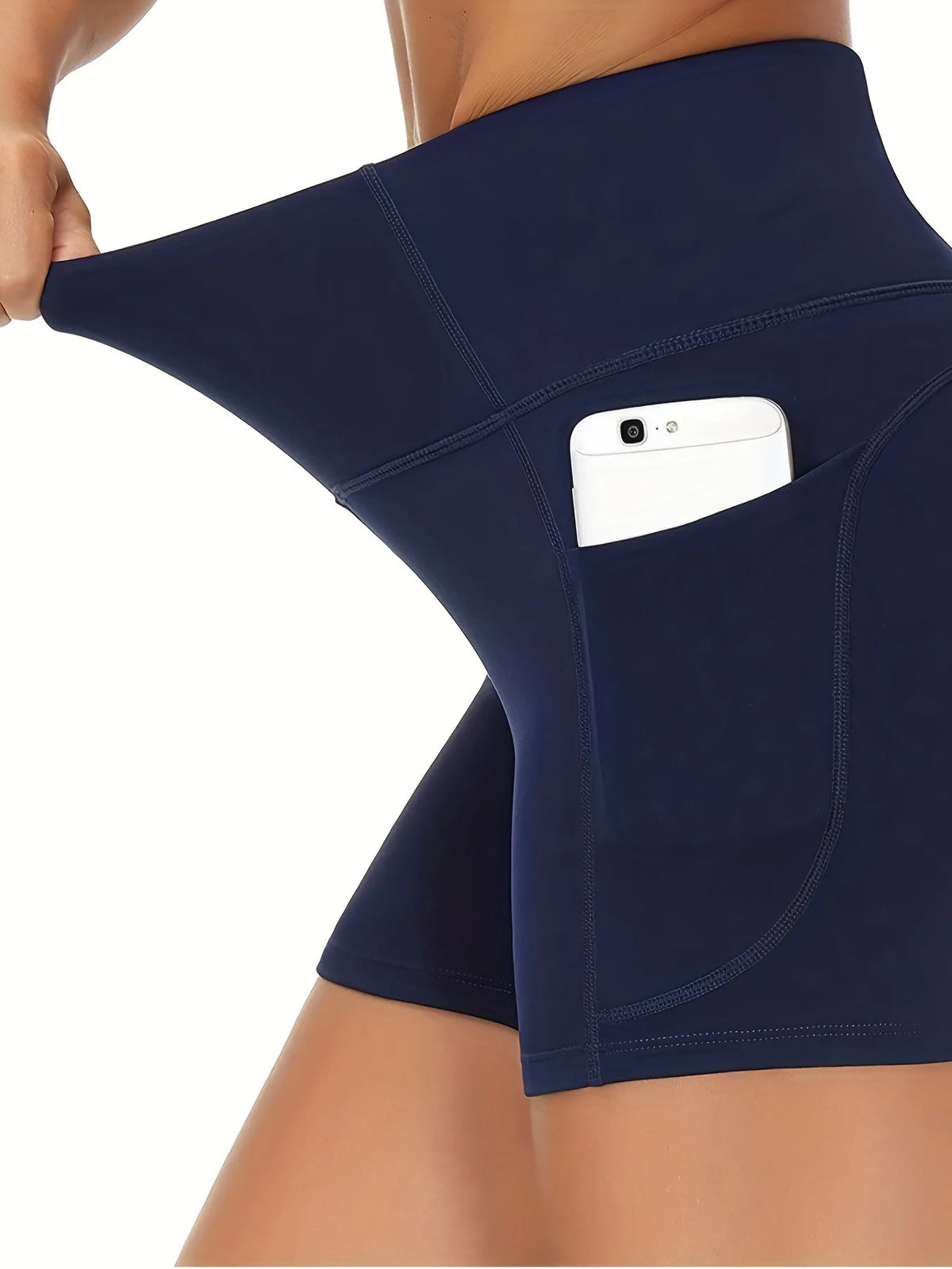 Women's High-Waist Yoga Shorts with Pocket