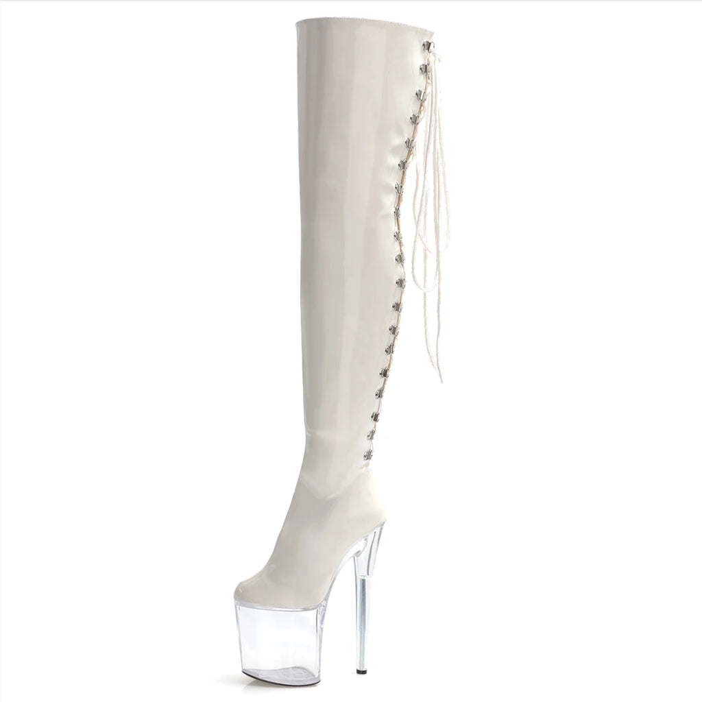 8 Inch Over-the-Knee Lace-Up Platform Stiletto Pole Dance Boots