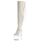 8 Inch Over-the-Knee Lace-Up Platform Stiletto Pole Dance Boots