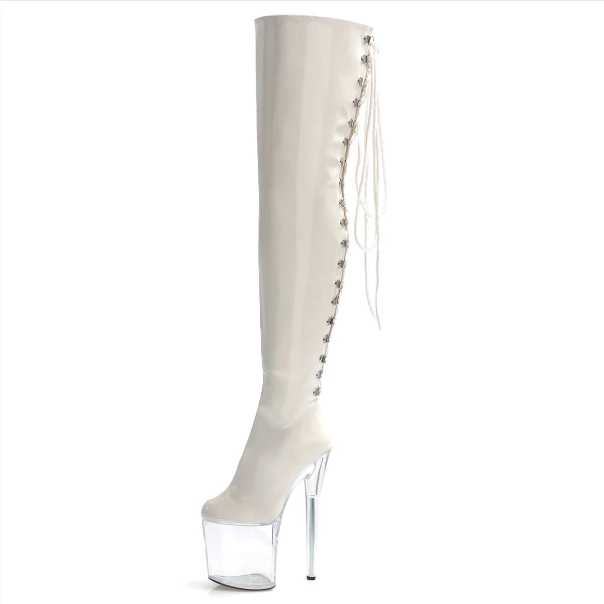 8 Inch Over-the-Knee Lace-Up Platform Stiletto Pole Dance Boots