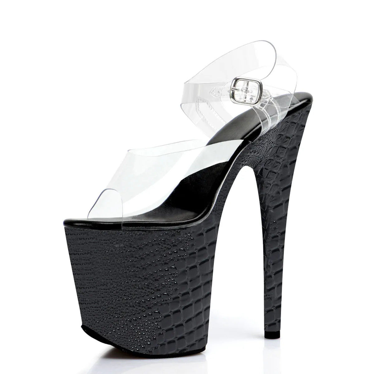 8 Inch Clear Strap Printed Platform Pole Dance Heels