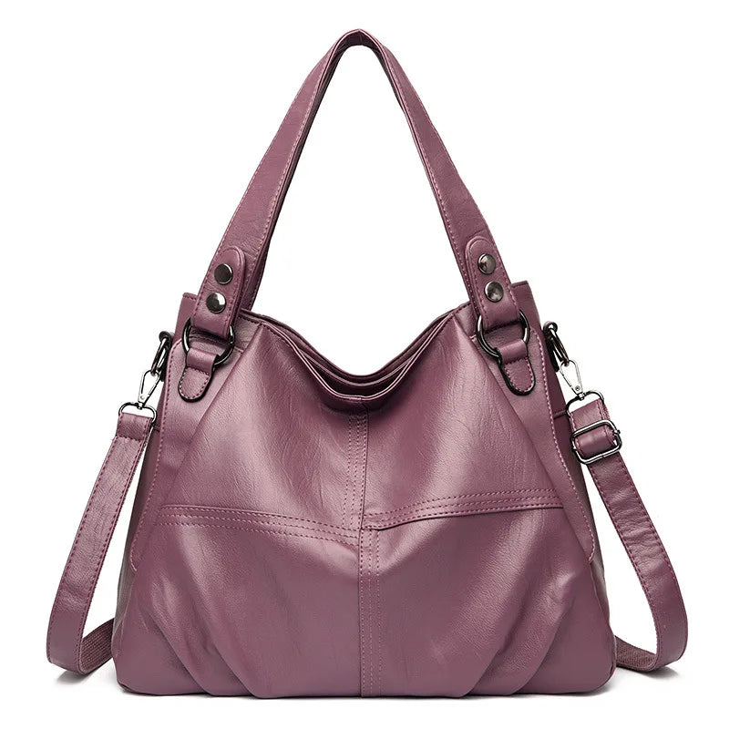 Vegan Leather Women's Shoulder Bag – Vintage Fashion Handbag with Large Capacity
