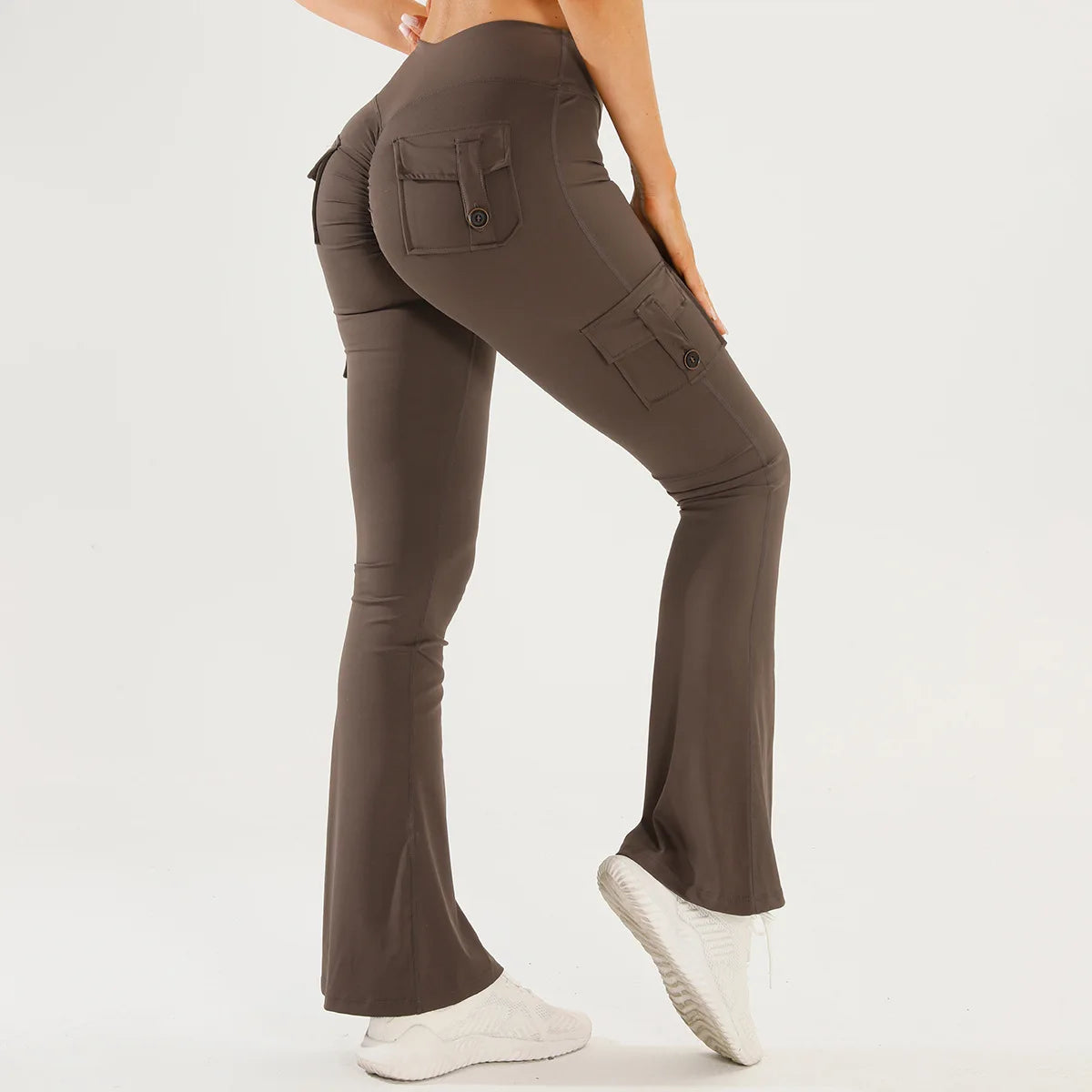 Women's High-Waist Flared Yoga Pants with Pockets