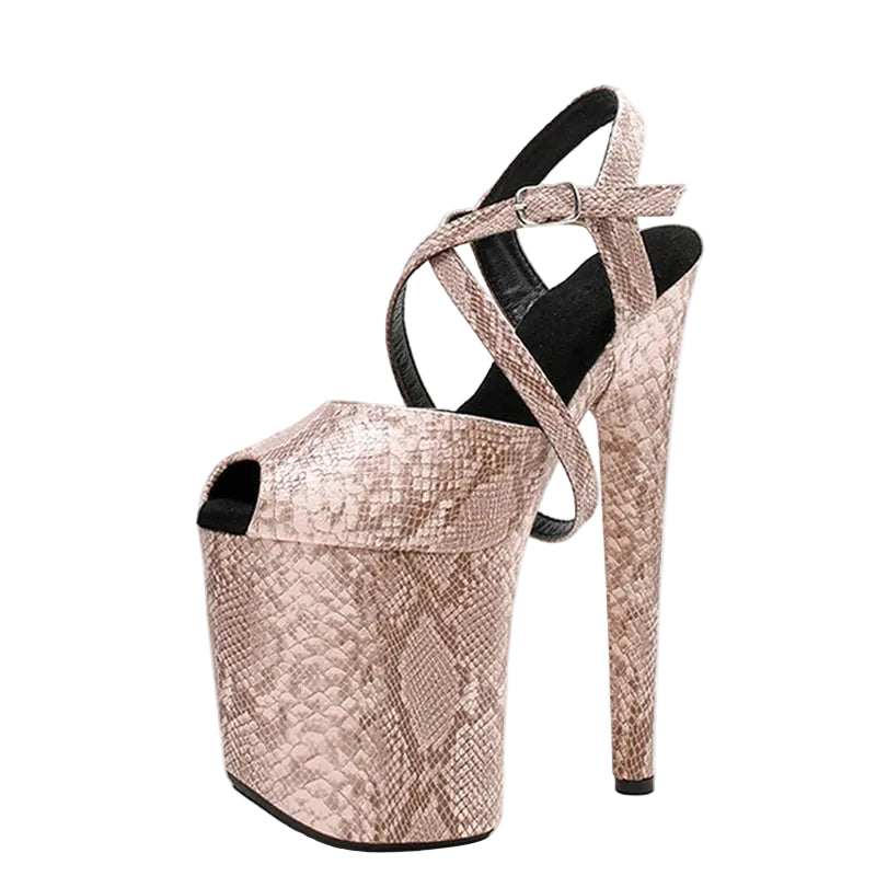 Snakeskin Platform Pole Sandals – 8" Heel