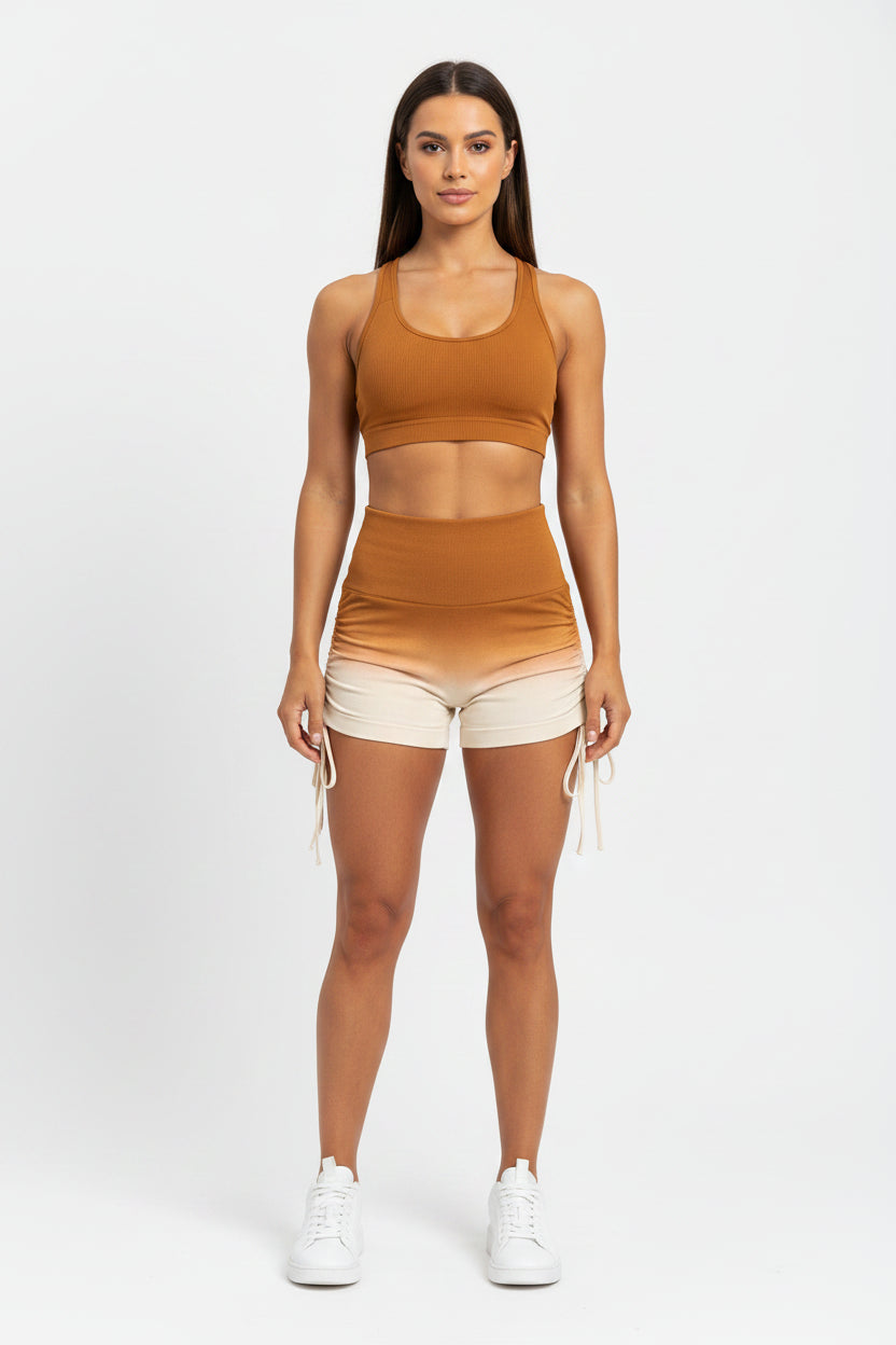 Gradient Scrunch Drawstring Shorts