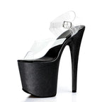 8 Inch Clear Strap Printed Platform Pole Dance Heels