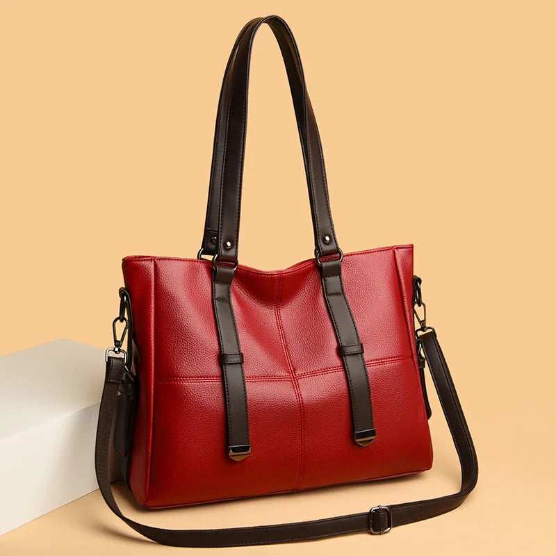 Vegan Leather Women's Tote Bag – Large Capacity Shoulder & Crossbody Handbag