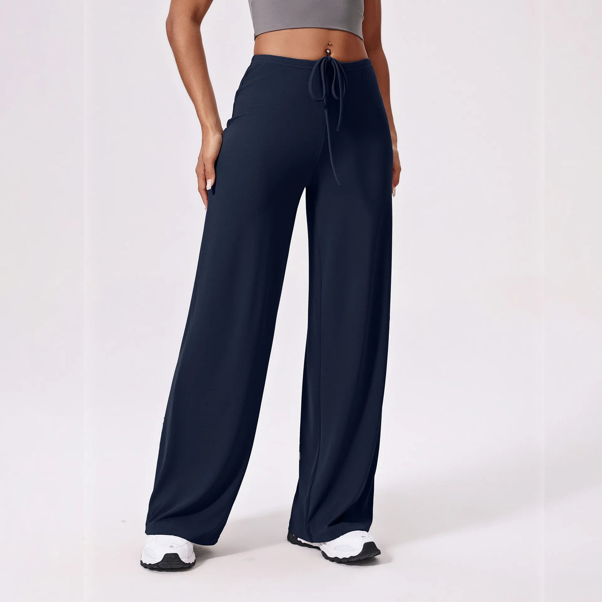 High-Waist Wide-Leg Drawstring Pants