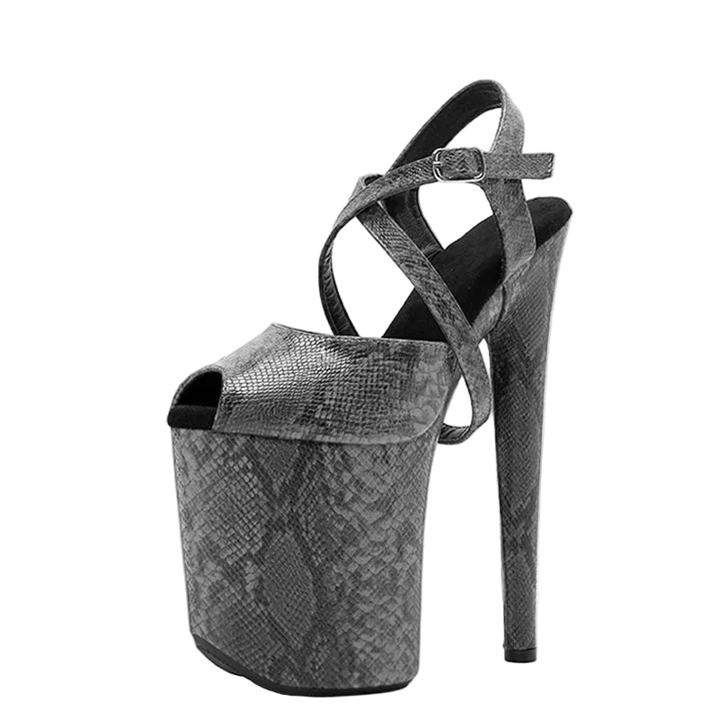 Snakeskin Platform Pole Sandals – 8" Heel