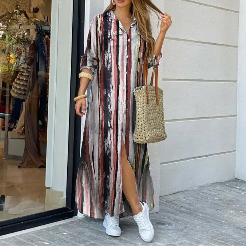 Button-Down Maxi Shirt Dress