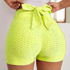 High-Waist Yoga Shorts with Bow Back Detail