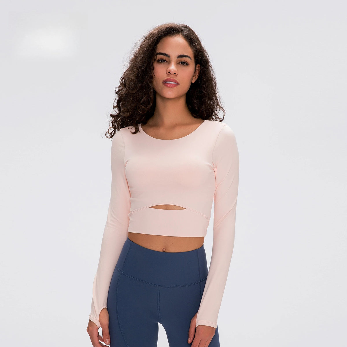 Long Sleeve Cropped Yoga Top with Thumb Holes
