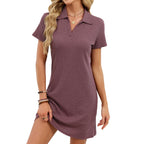 Polo Collar Knit Mini Dress