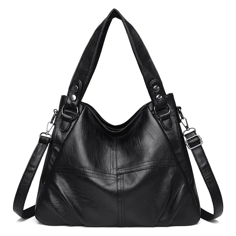 Vegan Leather Women's Shoulder Bag – Vintage Fashion Handbag with Large Capacity