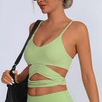 Cross Back Cutout Sports Bra | Tight-Fit Yoga & Gym Top