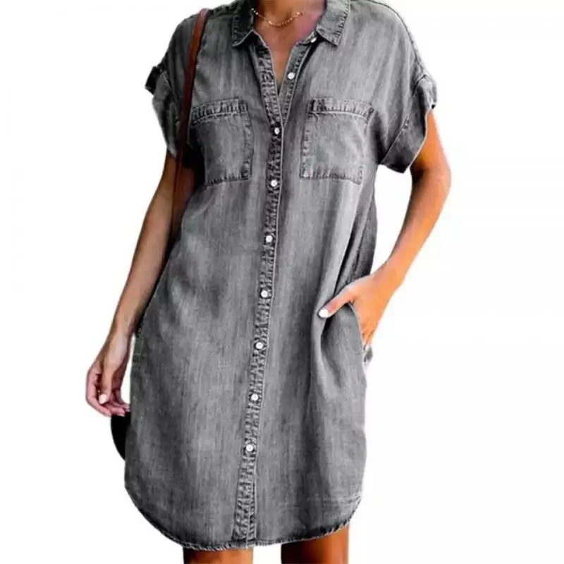 Washed Denim Shirt Dress