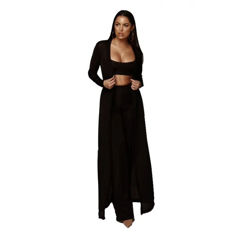 Knit 3-Piece Wide-Leg Set