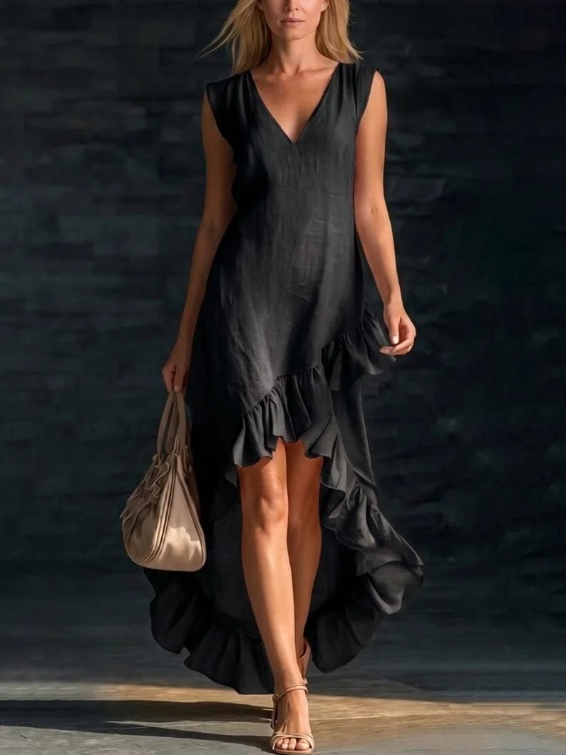 Vintage Linen Blend Sleeveless Maxi Dress