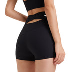 Crossover Cut-Out Waist Seamless Yoga Shorts