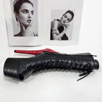 Knee-High Lace-Up Pole Dance Boots – 7" Heel