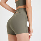 Crossover Cut-Out Waist Seamless Yoga Shorts