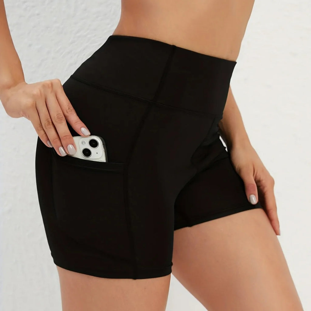 Women's High-Waist Yoga Shorts with Pocket