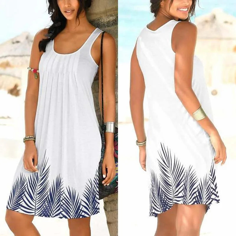 Printed Sleeveless Swing Dress