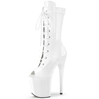 8 Inch Peep-Toe Lace-Up Platform Pole Dance Ankle Boots