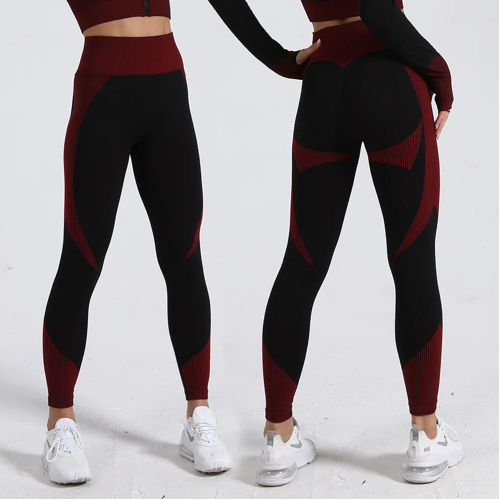 Colour-Block High-Waist Yoga Leggings