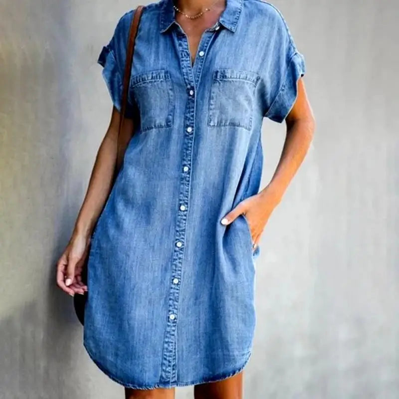 Washed Denim Shirt Dress