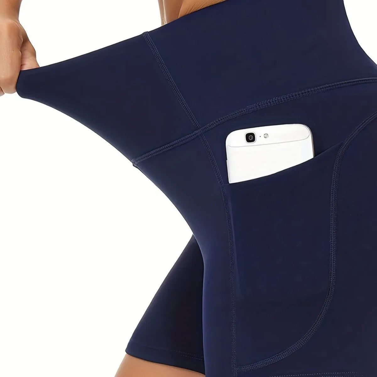 Women's High-Waist Yoga Shorts with Pocket