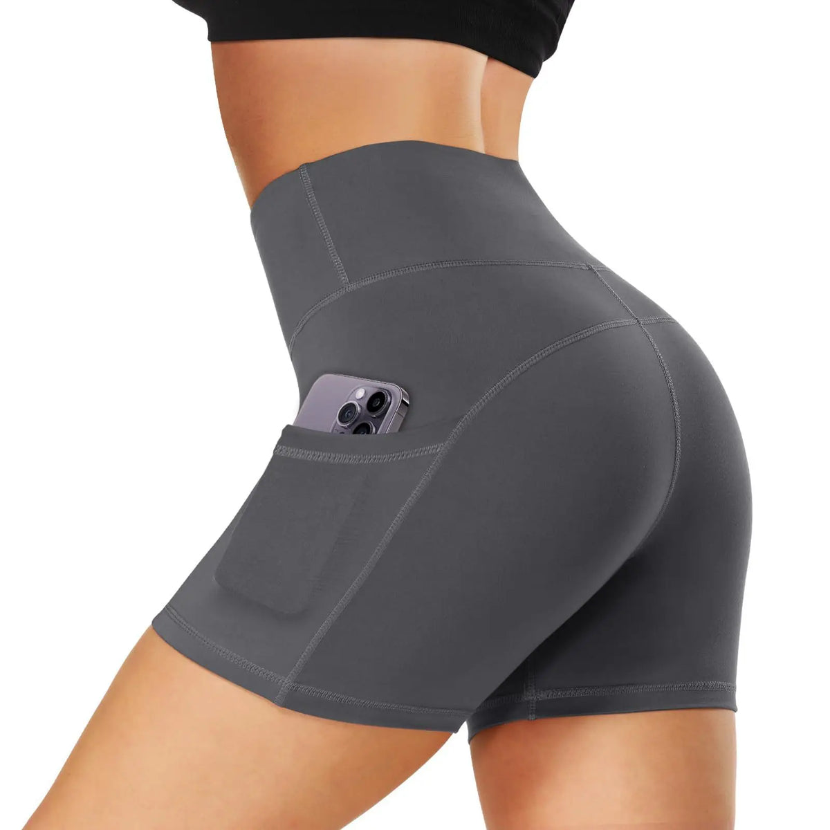 High Waist Butt Lift Biker Shorts with Pockets