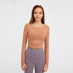 Long Sleeve Cropped Yoga Top with Thumb Holes
