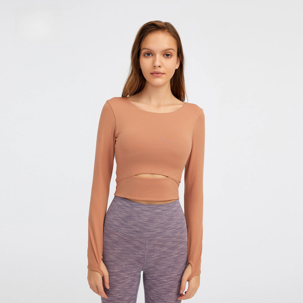 Long Sleeve Cropped Yoga Top with Thumb Holes