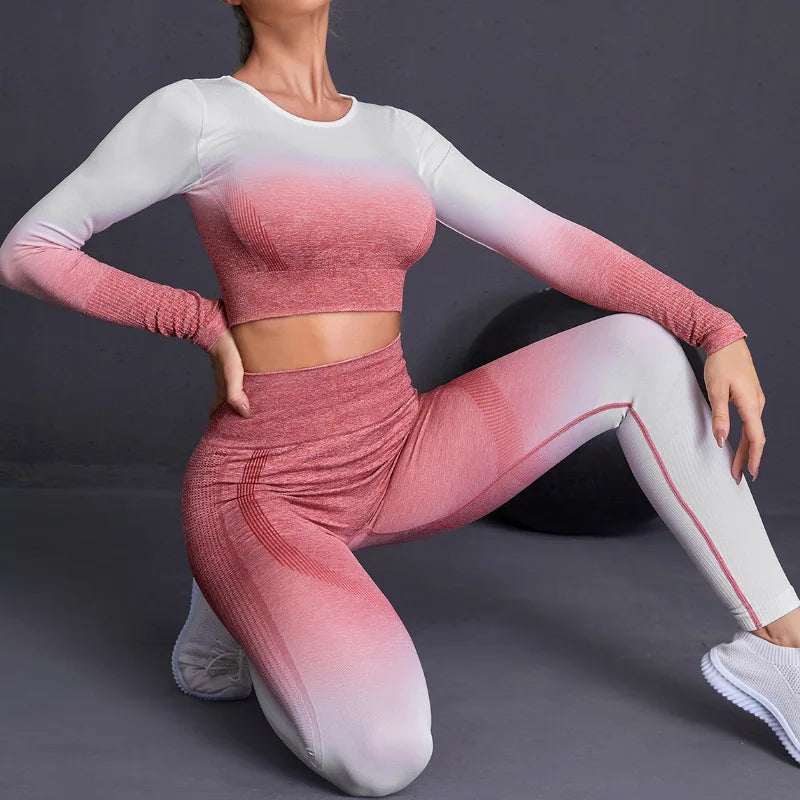 Women's Gradient Long-Sleeve Yoga Set