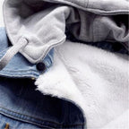 Fleece-Lined Denim Jacket with Hood – Women's Warm Casual Outerwear