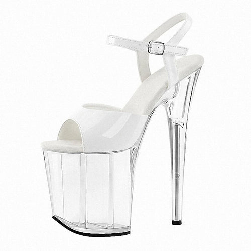 8 Inch Clear Platform Ankle Strap Pole Dance Heels