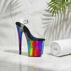 8 Inch Rainbow Holographic Platform Pole Dance Heels