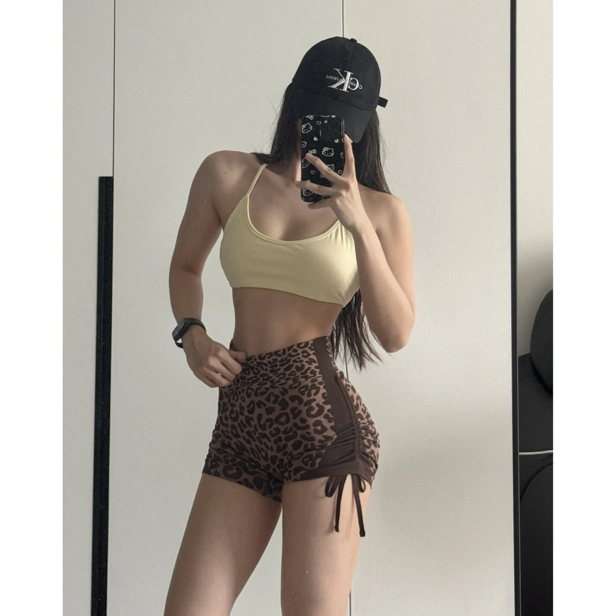 Coffee Leopard Scrunch Butt Shorts