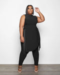 Sleeveless Wrap Top & Ruched Pants Set | Curves