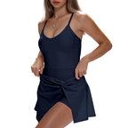 Women's Spaghetti Strap 2-in-1 Dress with Built-In Shorts