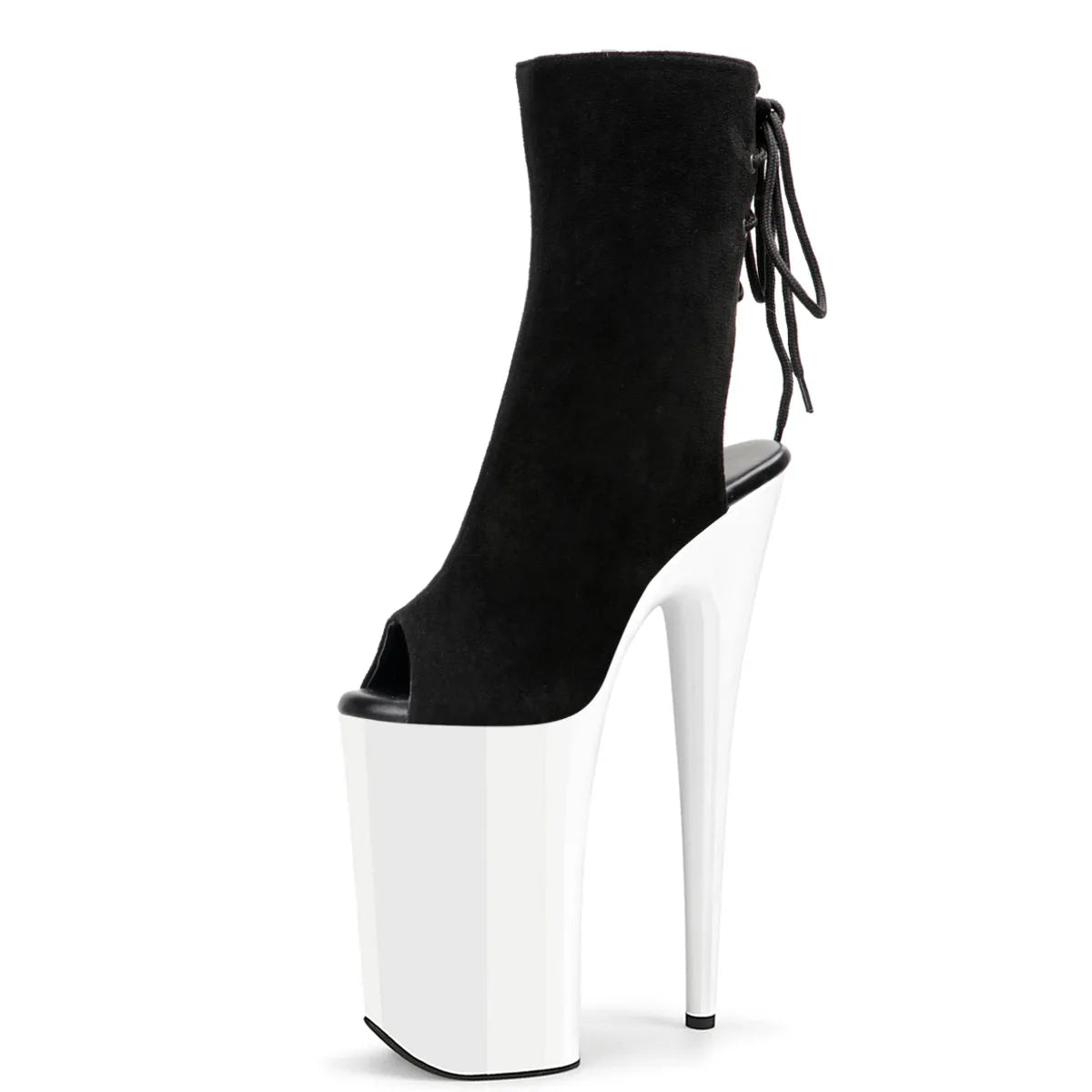 10 Inch Suede-Effect Peep Toe Platform Pole Dance Boot