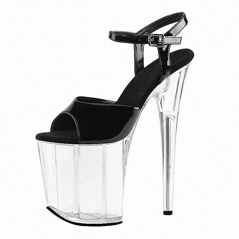 8 Inch Clear Platform Ankle Strap Pole Dance Heels
