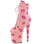 8 Inch Lip Print Platform Pole Dance Ankle Boots